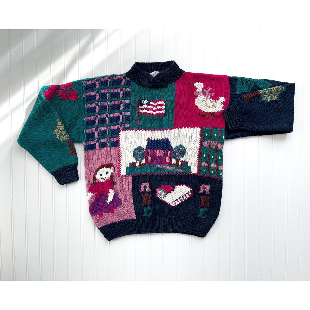 vtg Cape Isle‎ Knitters Americana doll farmhouse goose hand knit sweater